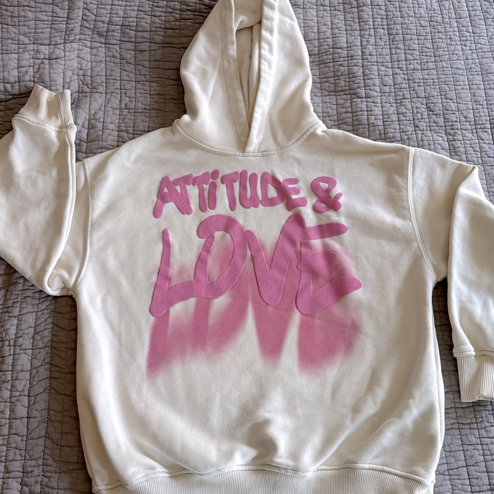 Zara Kids Cream Hoodie with Pink Graphic
